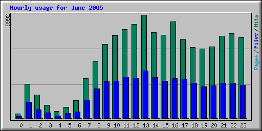 Hourly usage for June 2005
