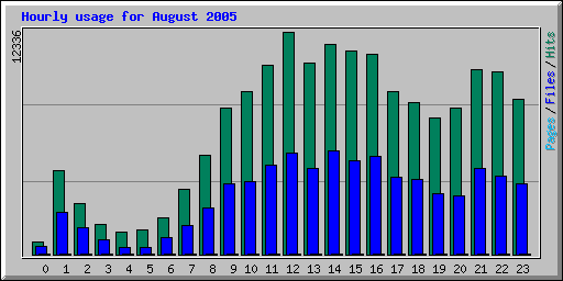 Hourly usage for August 2005